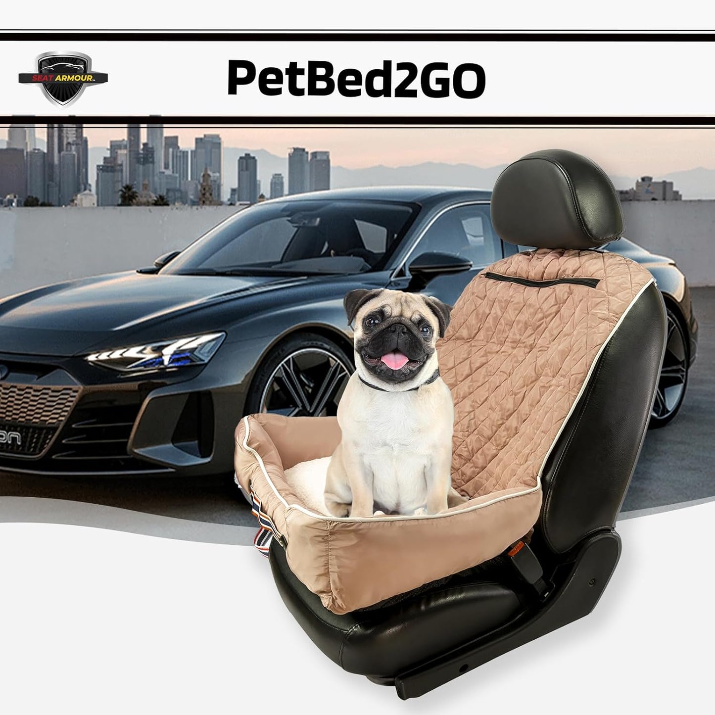 PET2GO101T Pet2Go Tan Car Pet Bed and Seat Cover, 26x20x6