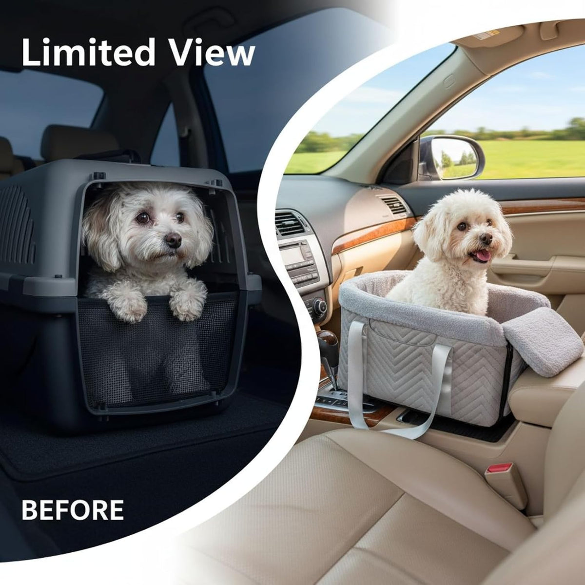 Console Dog Car Seat, Small Portable Gray, 11.8 X 19.7 X