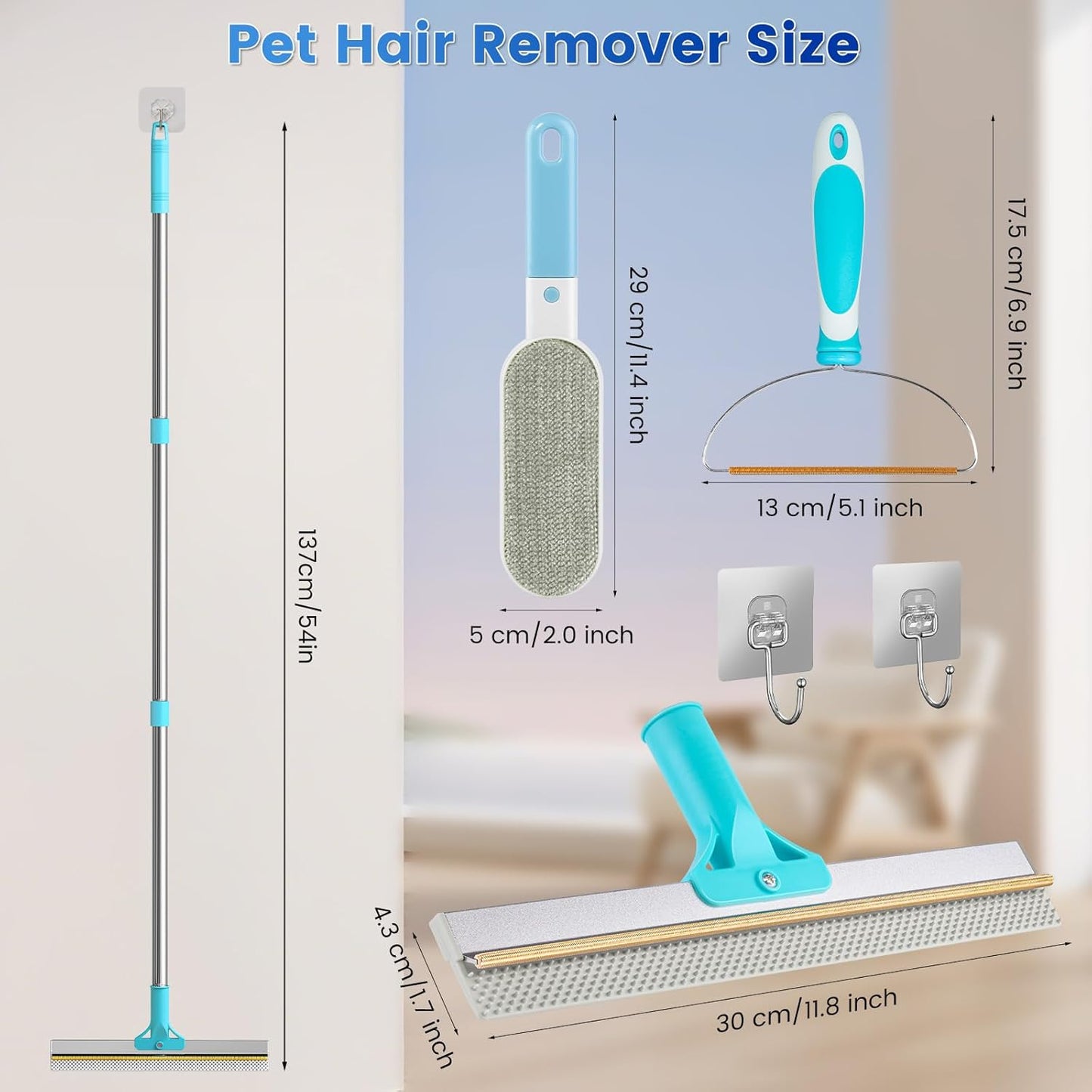 3-Pack Pet Hair Remover Tools, Carpet Rake for Pet Hair