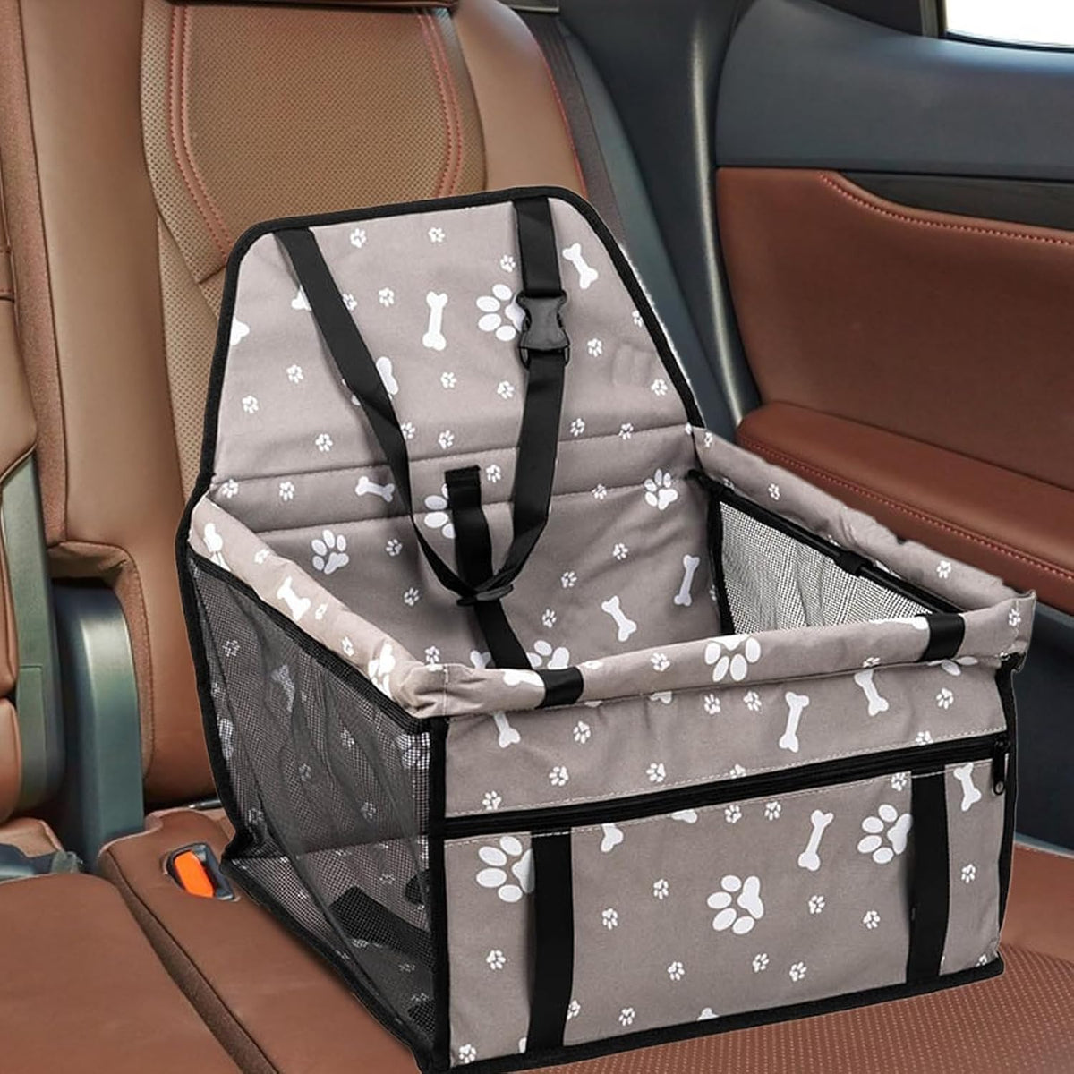 Portable Dog Booster Car Seat, Foldable Puppy Carseat with