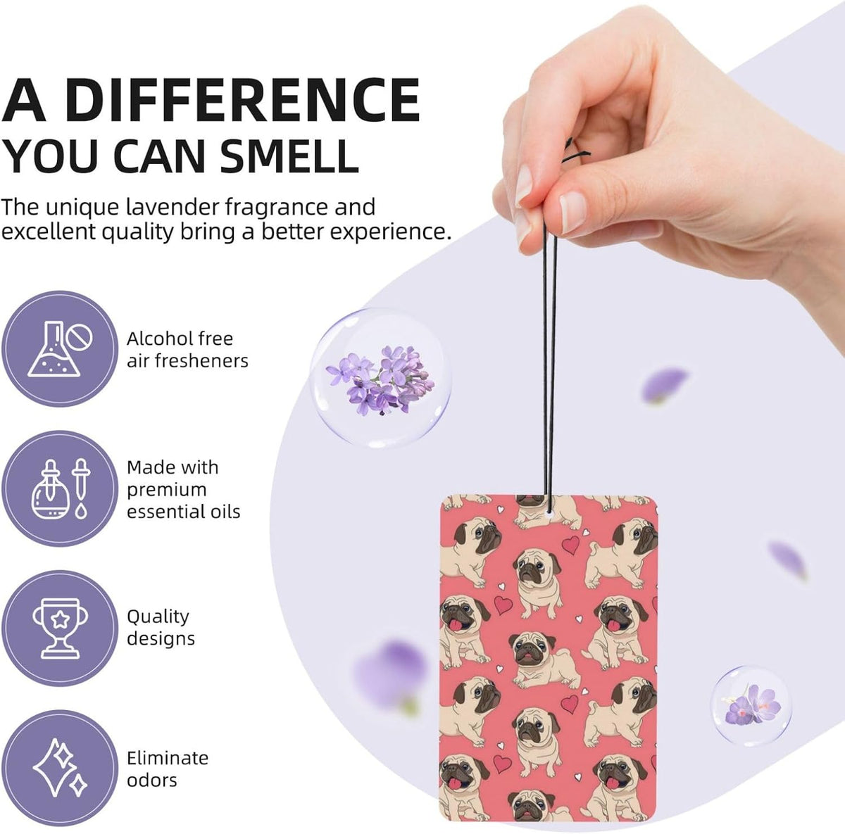 Printed Paper Car Air Freshener Lavender Scented Hanging