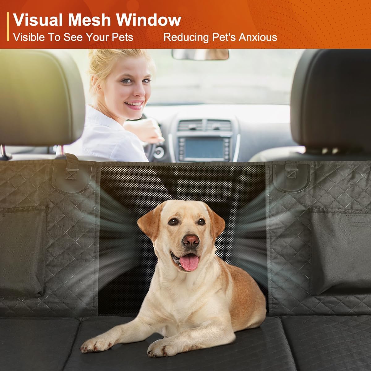 Dog Car Seat Cover, Dog Hammock for Car Backseat, Non
