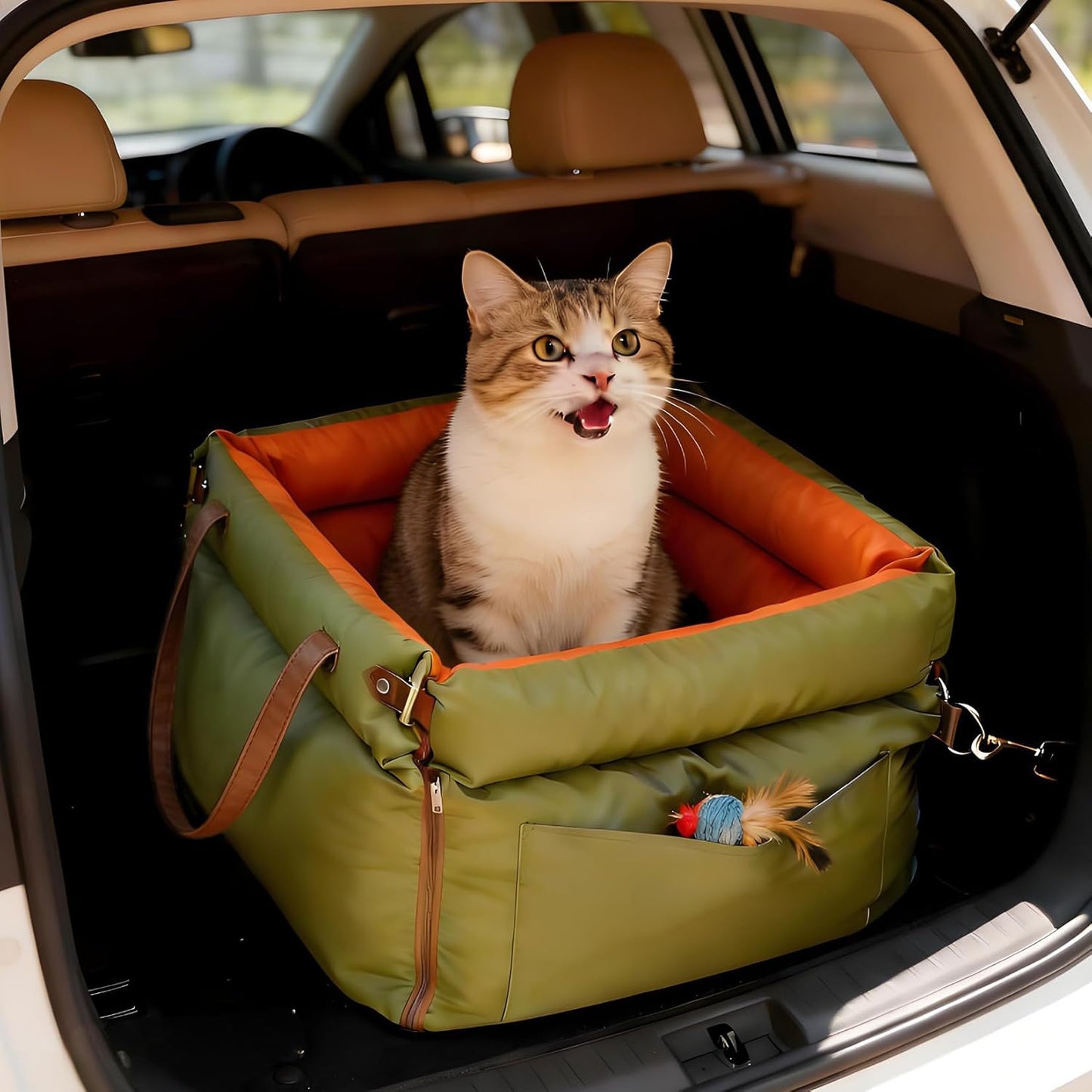 Waterproof Dog Booster Car Seat Bed – PU Leather Portable