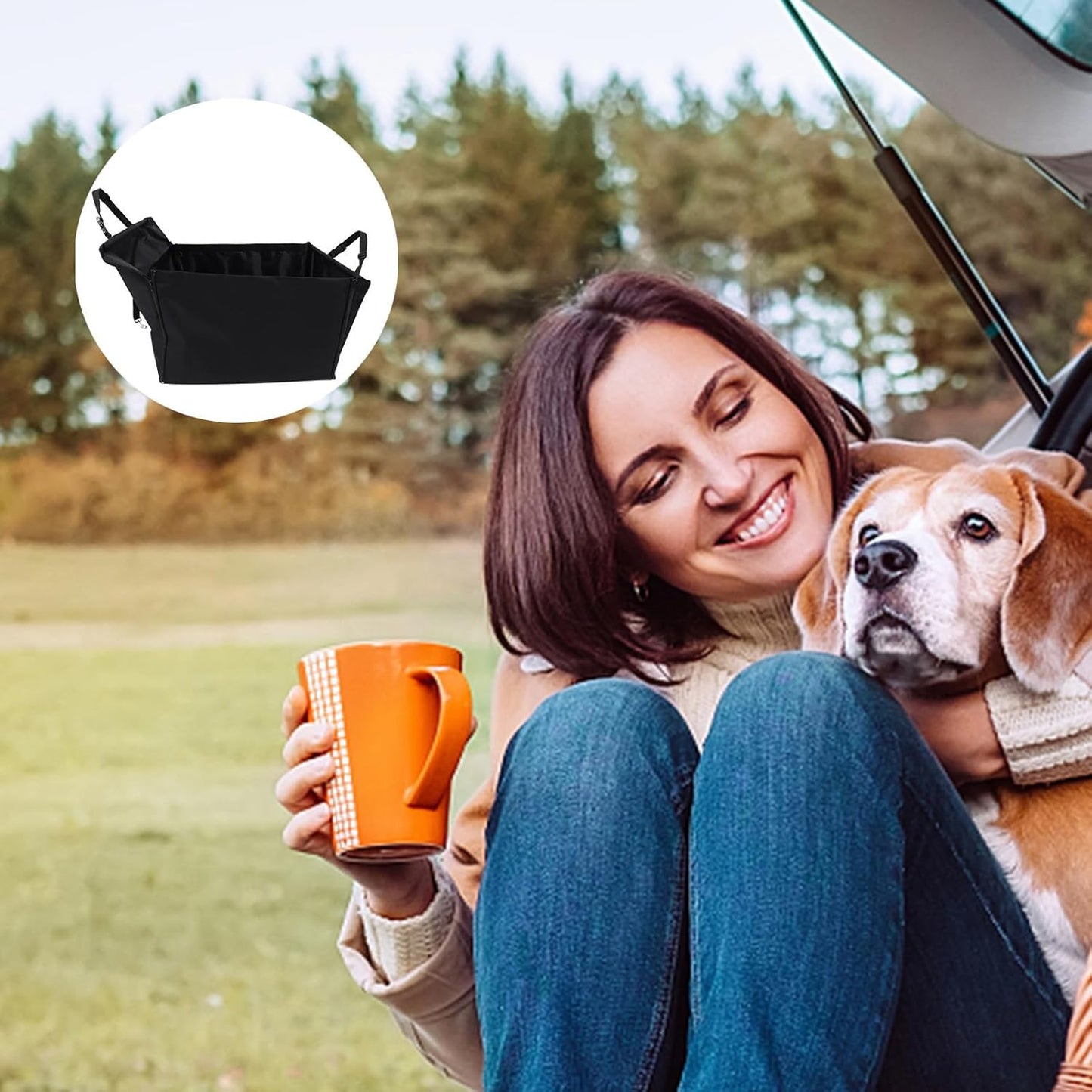 Pet Dog Seat Cushion with Adjustable Strap Black Single