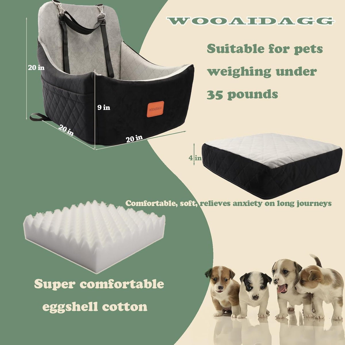 Dog Car Seat for Medium Sized Dog,Pet Travel Car Bed with