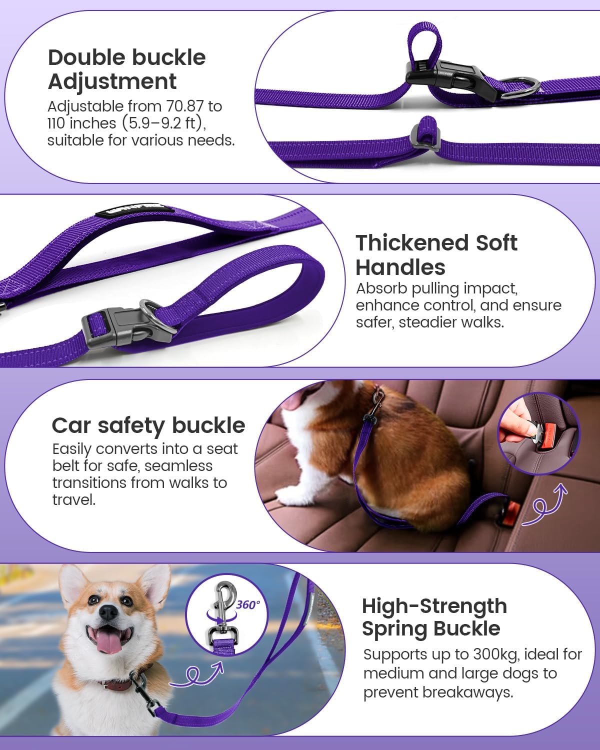 Hands Free Dog Leash, 2-in-1 Detachable Pet
