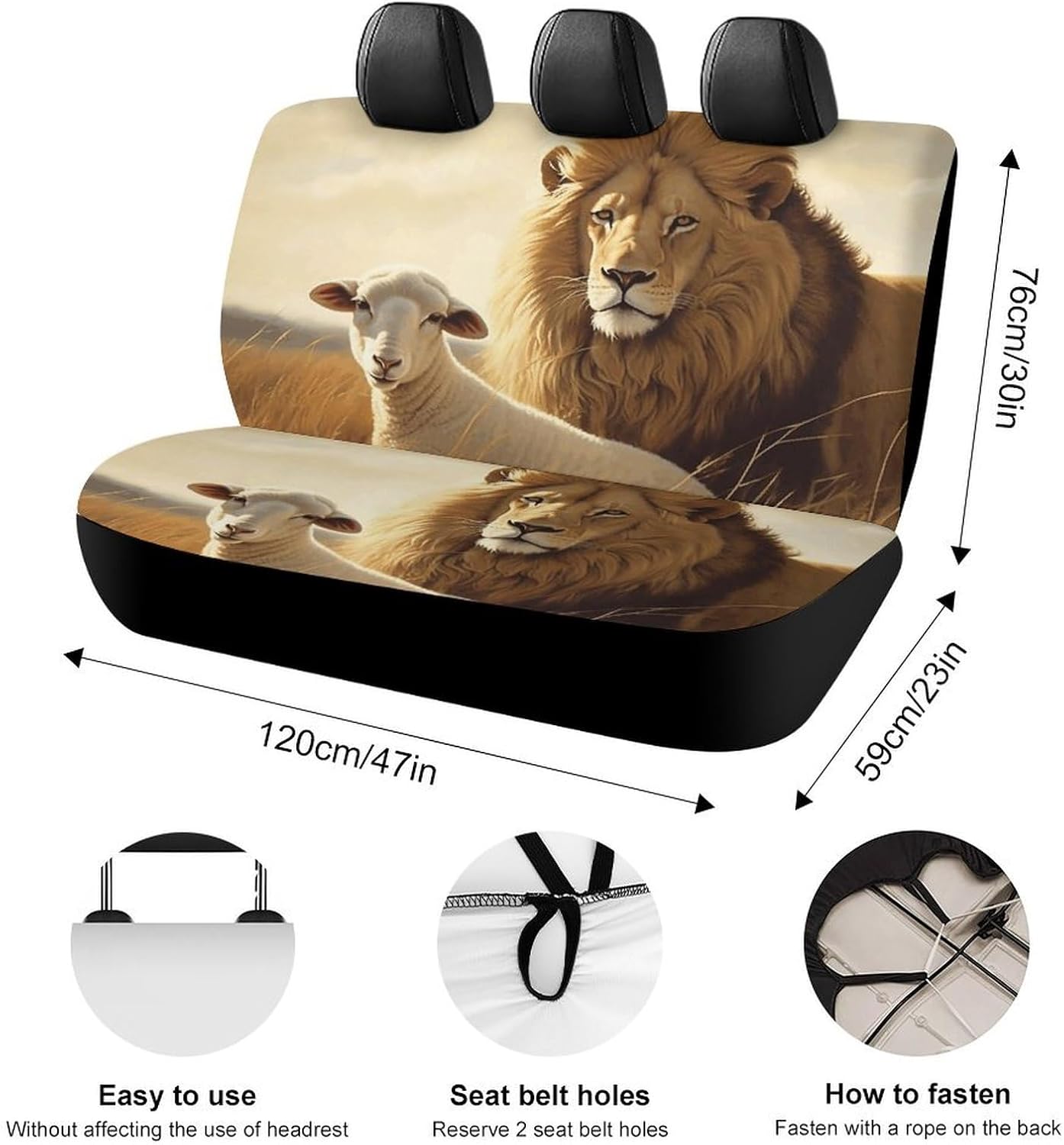 Lion Sheep Dog Car Seat Covers Waterproof Truck Back Seat