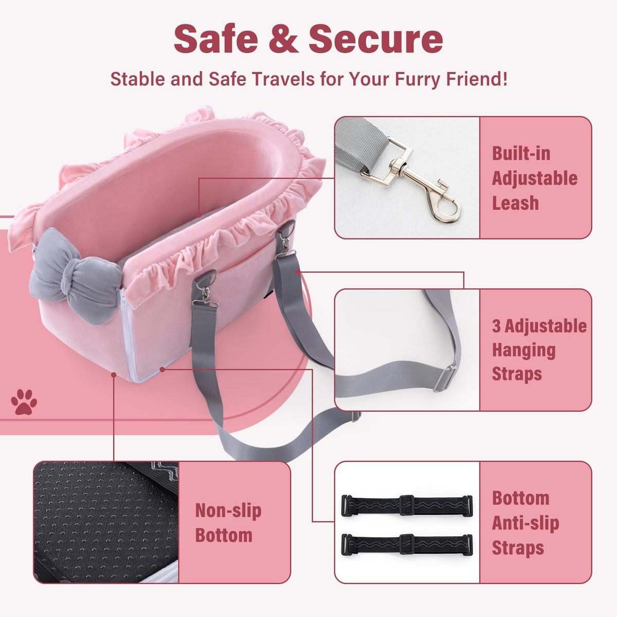 Dog Car Seat for Small Dogs - Fully Detachable with