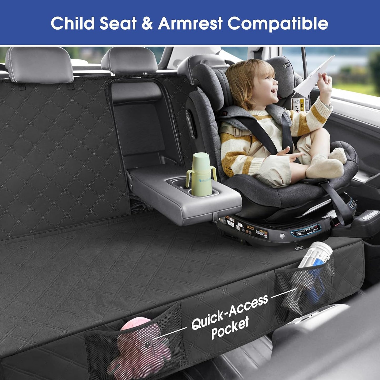 Upgraded 900D Heavy Duty Dog Back Bench Seat Cover, Car