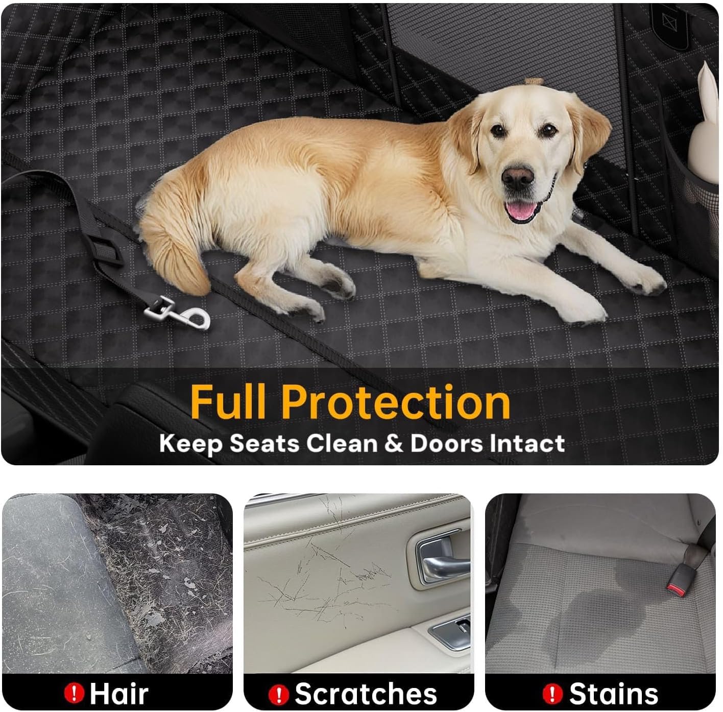 Dog Truck Seat Cover for Back Seat Hard Bottom, Powerful
