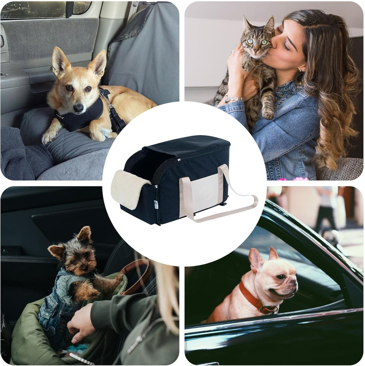 Center Console Dog Car Seat – Dutch Velvet Foam 46x23x24cm