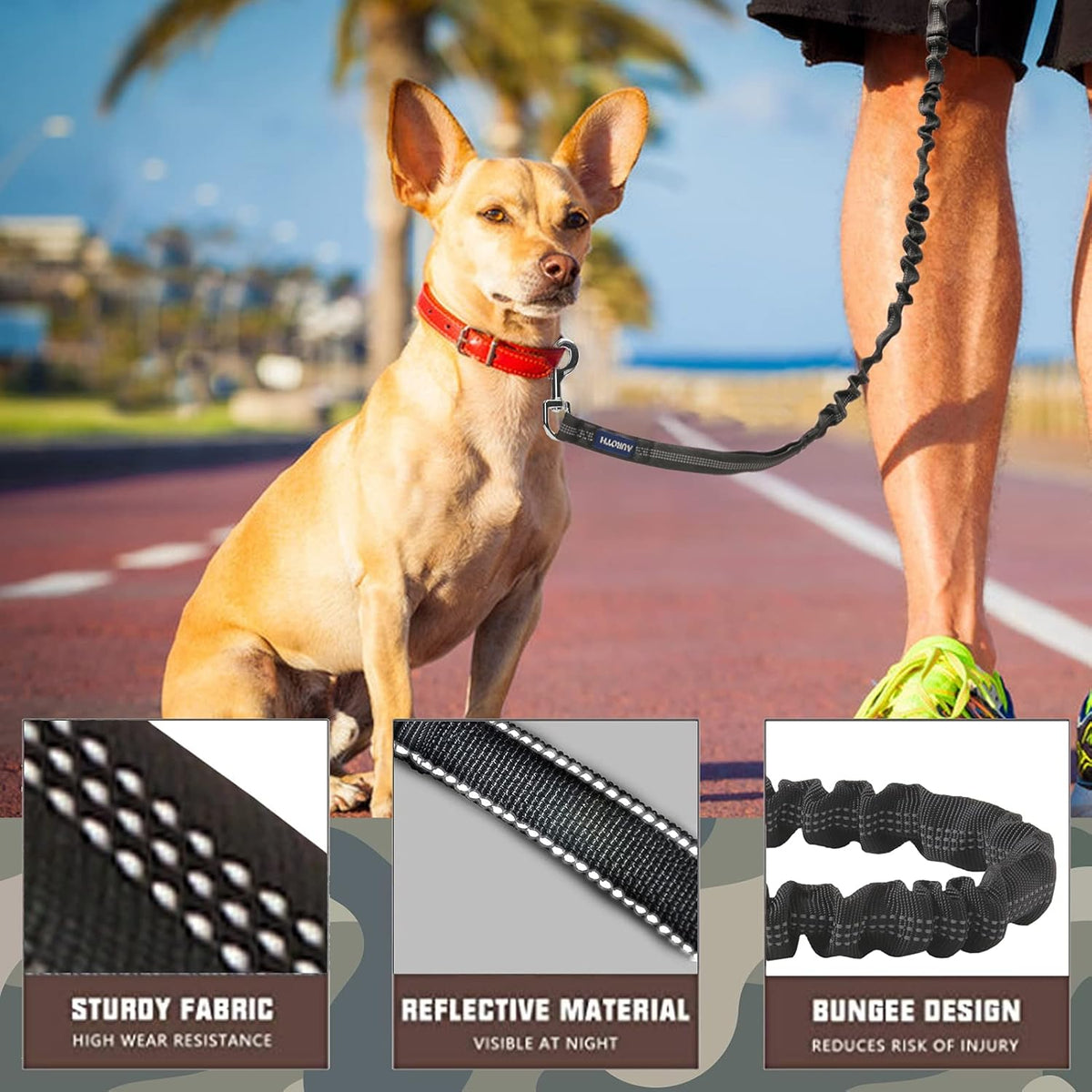 Heavy Duty Bungee Dog Leash for Shock Absorption - 6FT