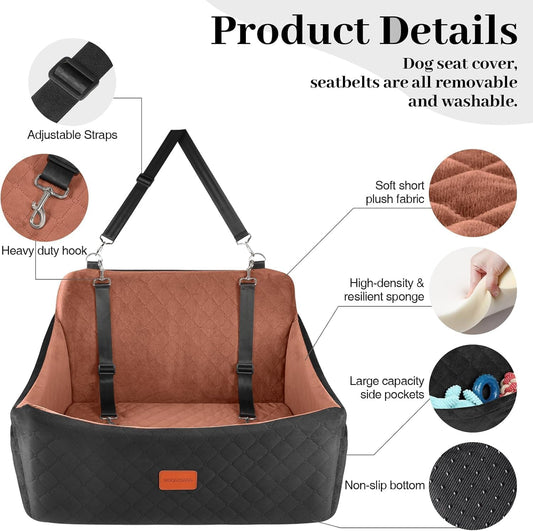 Dog Car Seat for Medium & Large Dogs Up to 55lbs, Memory