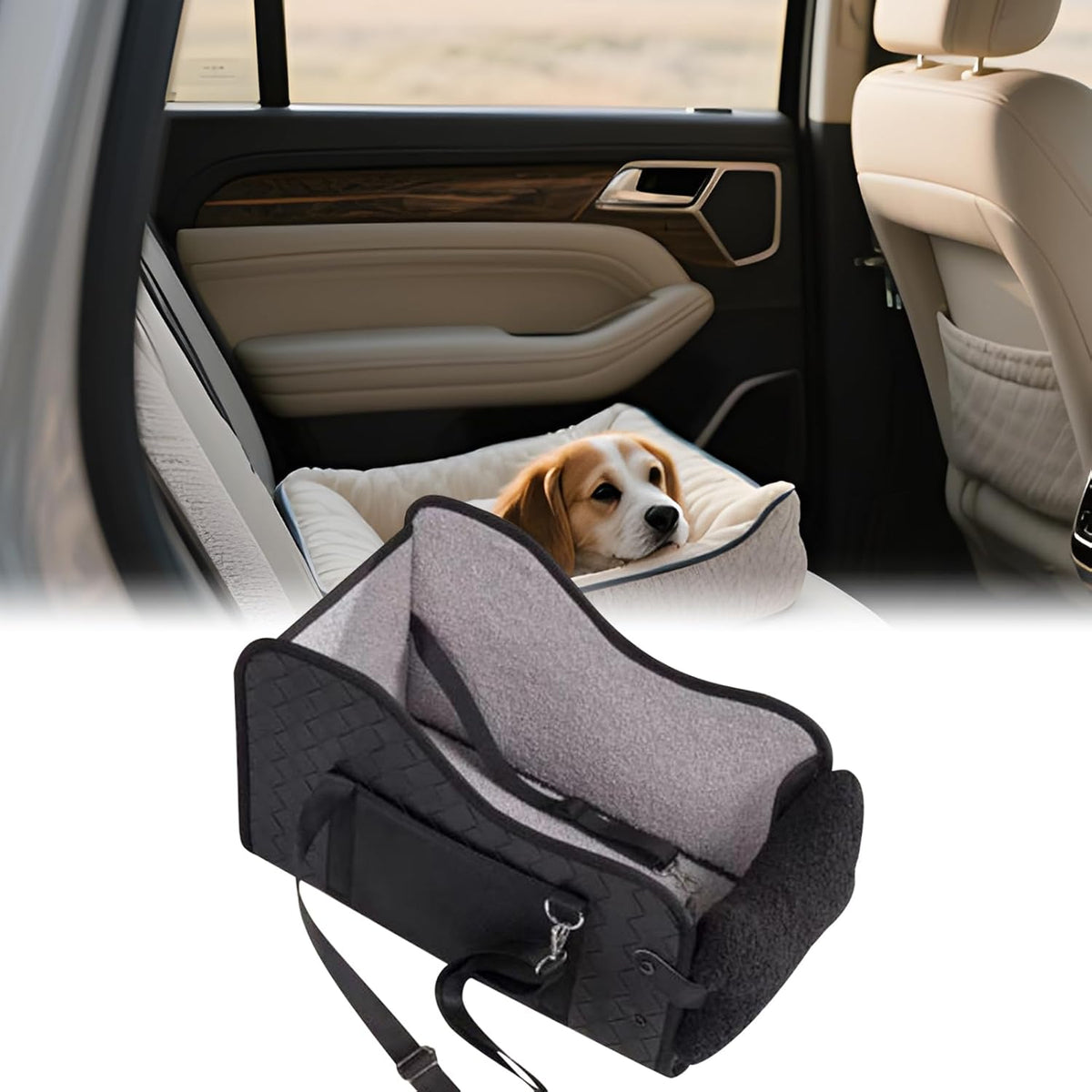 Pet Car Seat Carrier, Under 14lbs Dog Cushion Bed, Foldable