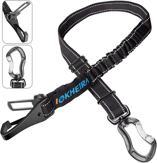 Dog Seatbelt, Updated Adjustable Harness Reflective Bungee