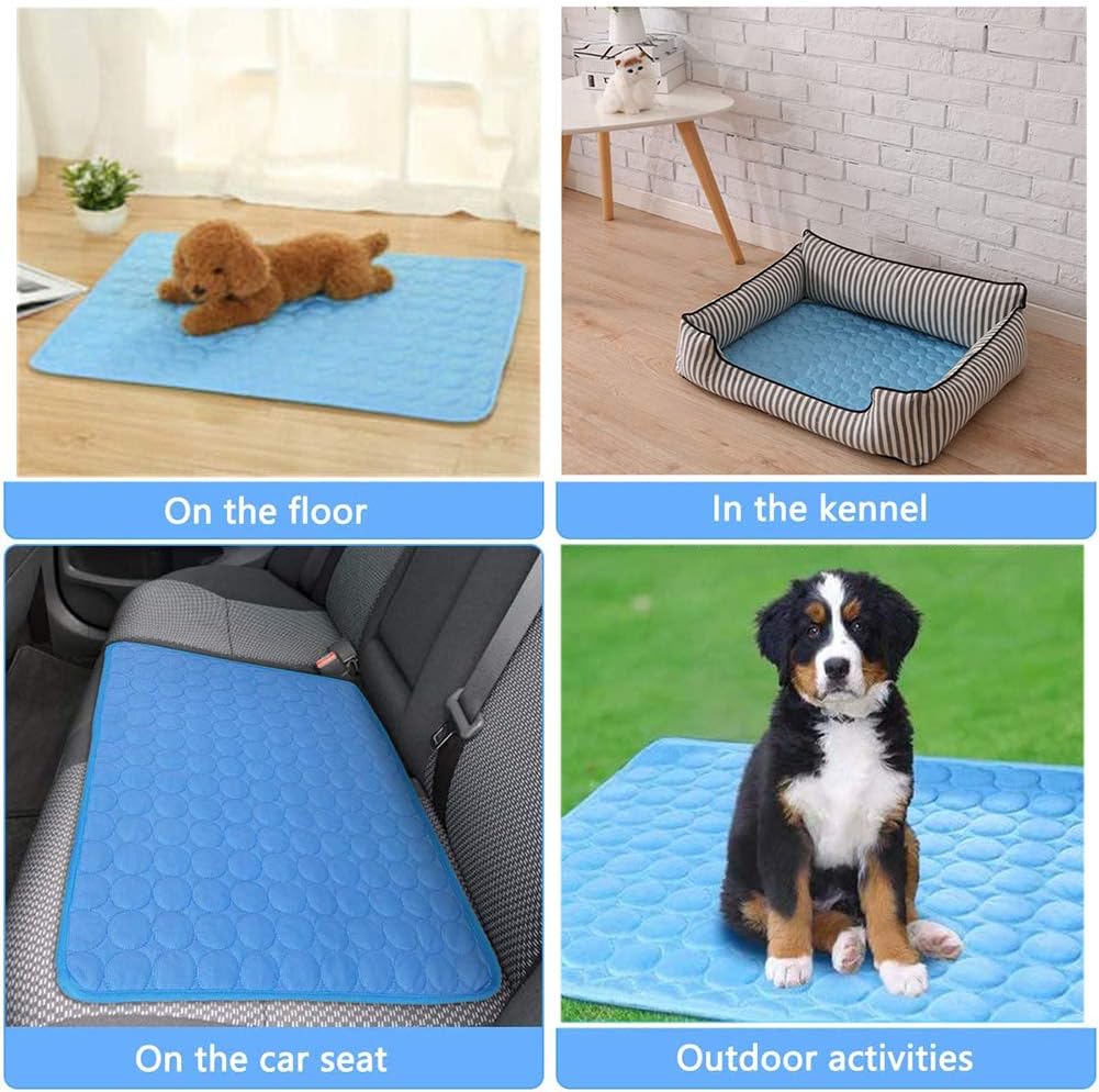 Coppthinktu Dog Cooling Mat for Dogs Self Cooling, Summer Dog Cooling Pad for Small Medium Large Dogs Cats, Pet Ice Silk Blankets Sleeping Mat, Outdoor Dog Self Cooling Crate Mats Washable Portable