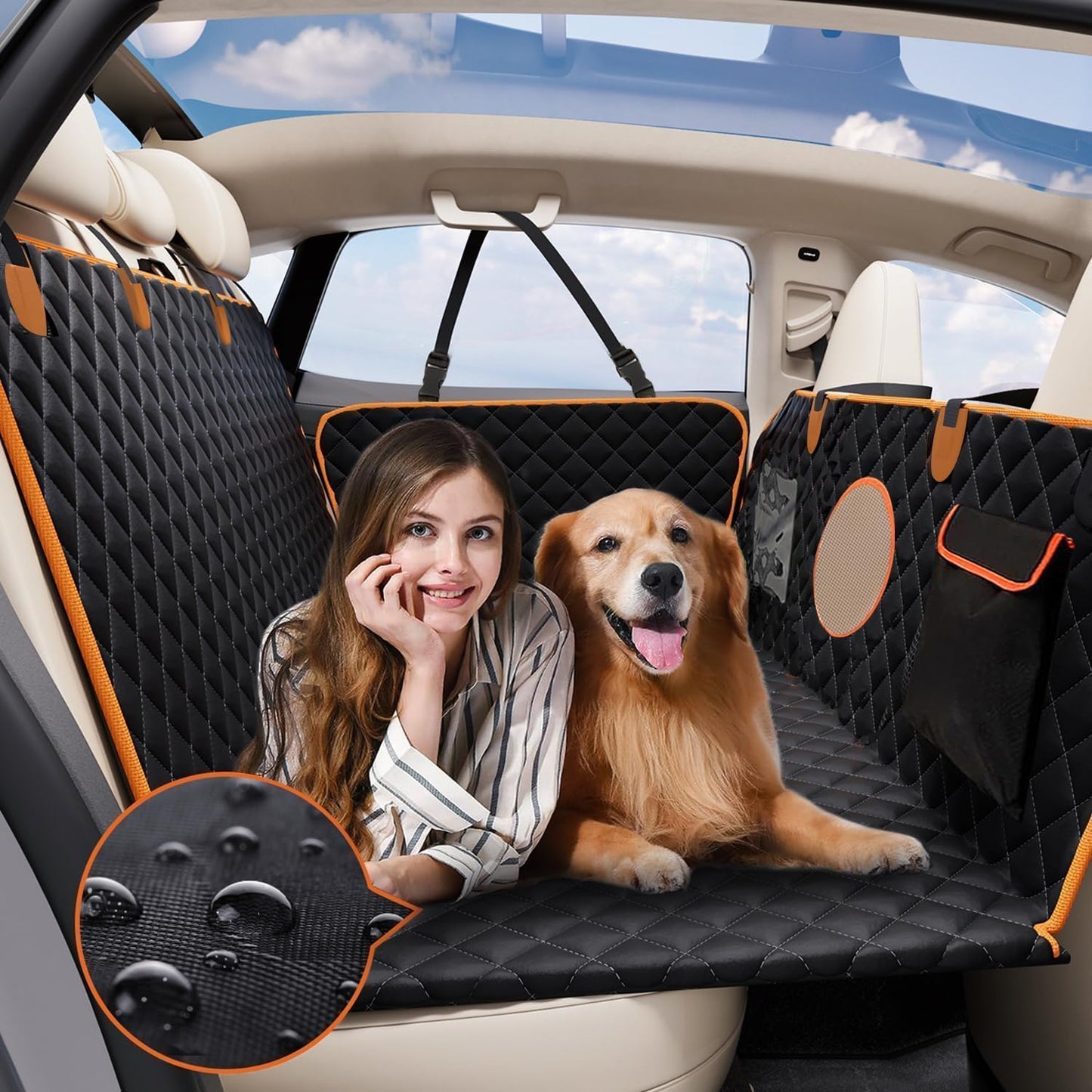 Dog Car Seat Cover for Back Seat, Hard Bottom Back Seat