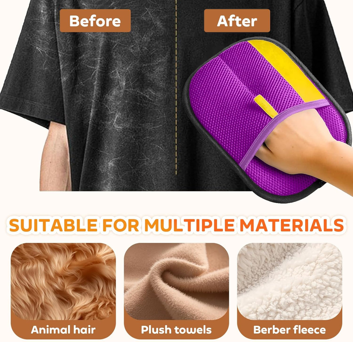Reusable Pet Hair Remover Gloves – Electrostatic Lint & Fur