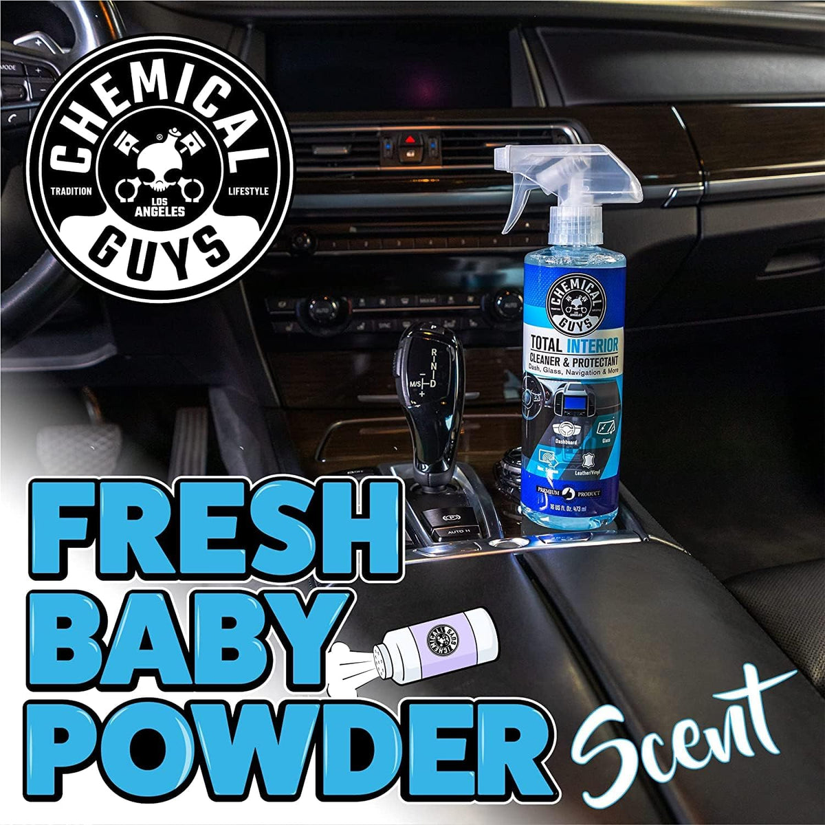 Chemical Guys Total Interior Cleaner & Protectant Interior Cleaner, Cleans & Protects Leather, Vinyl, Plastic, Rubber, Glass with a Streak-Free Finish — Cars, Trucks, SUVs, RVs, 16 oz