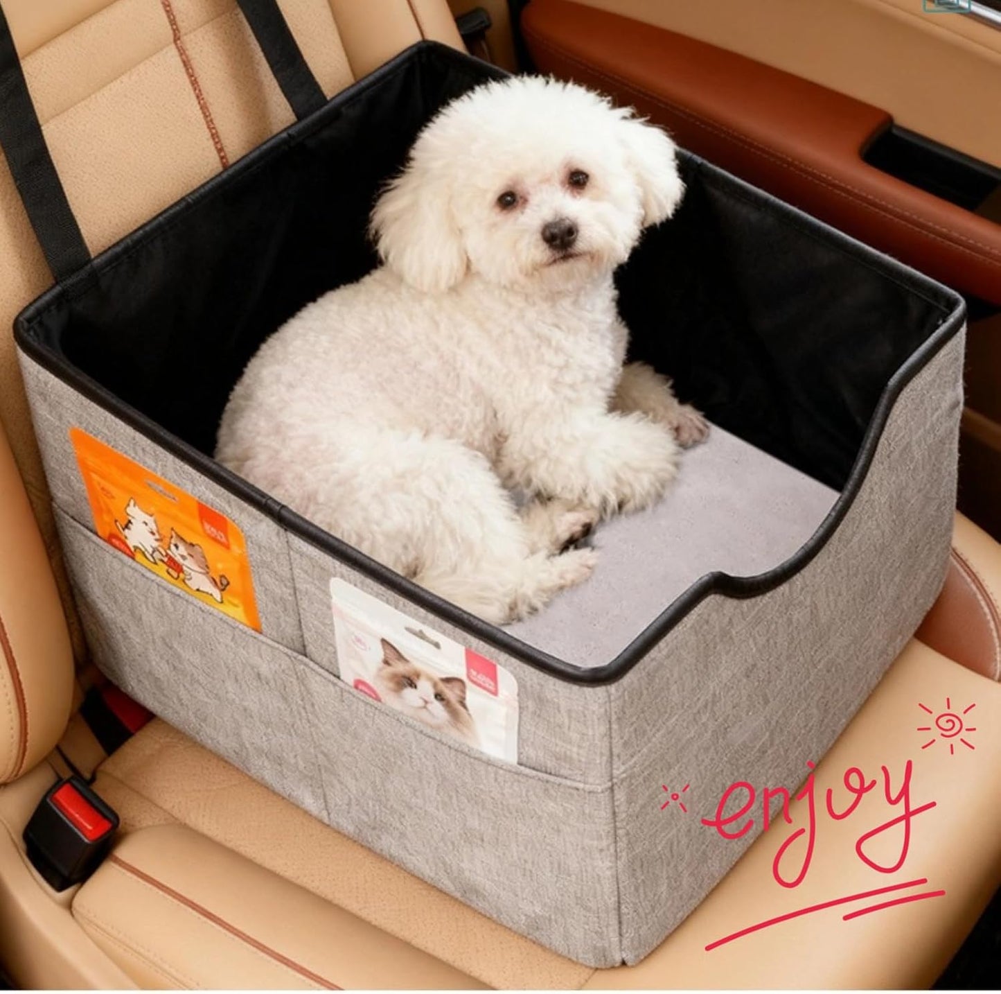 Portable Foldable Cat Dog Car Seat for Small Dogs Spacious