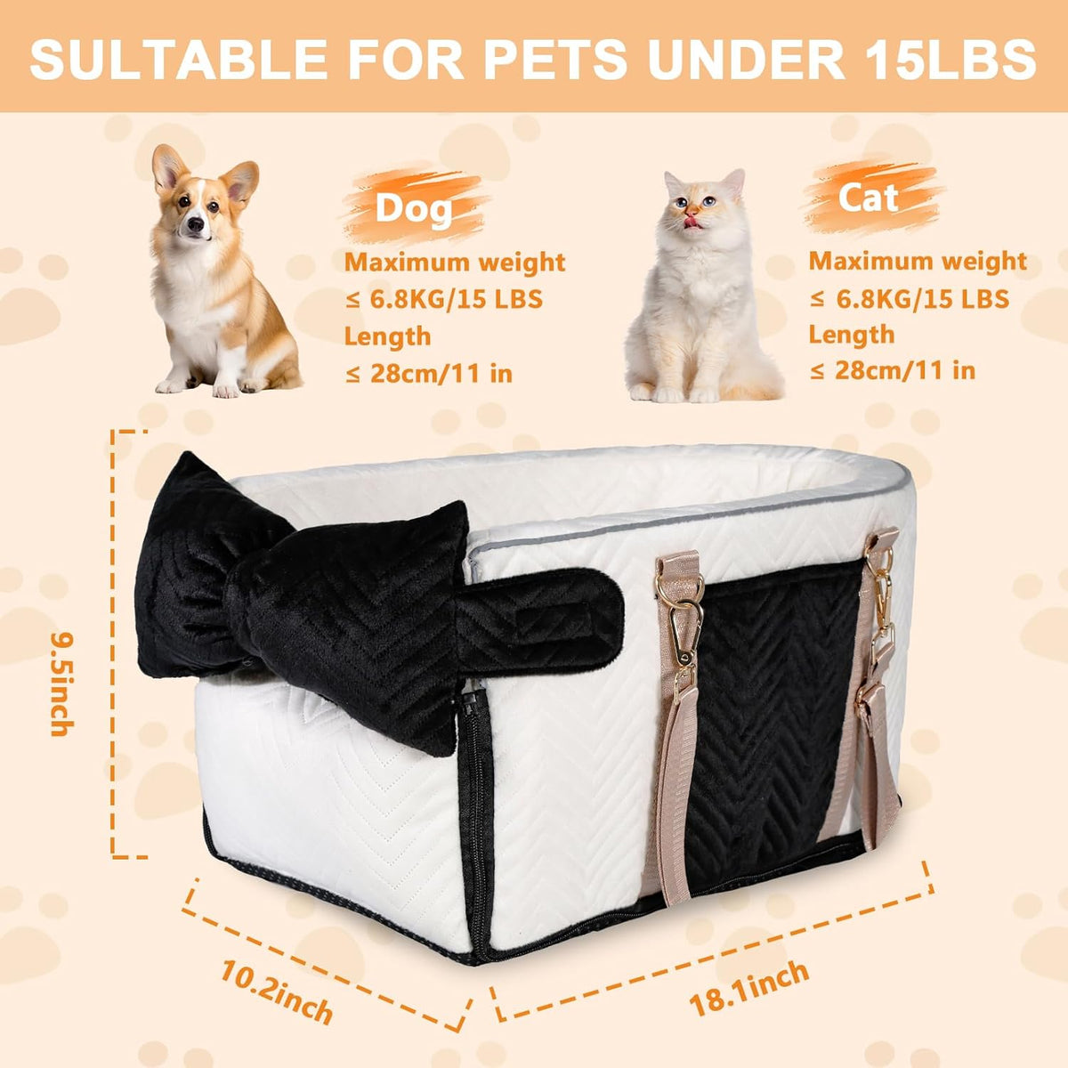 Dog Car Seat for Small Dogs, Portable Center Console Dog