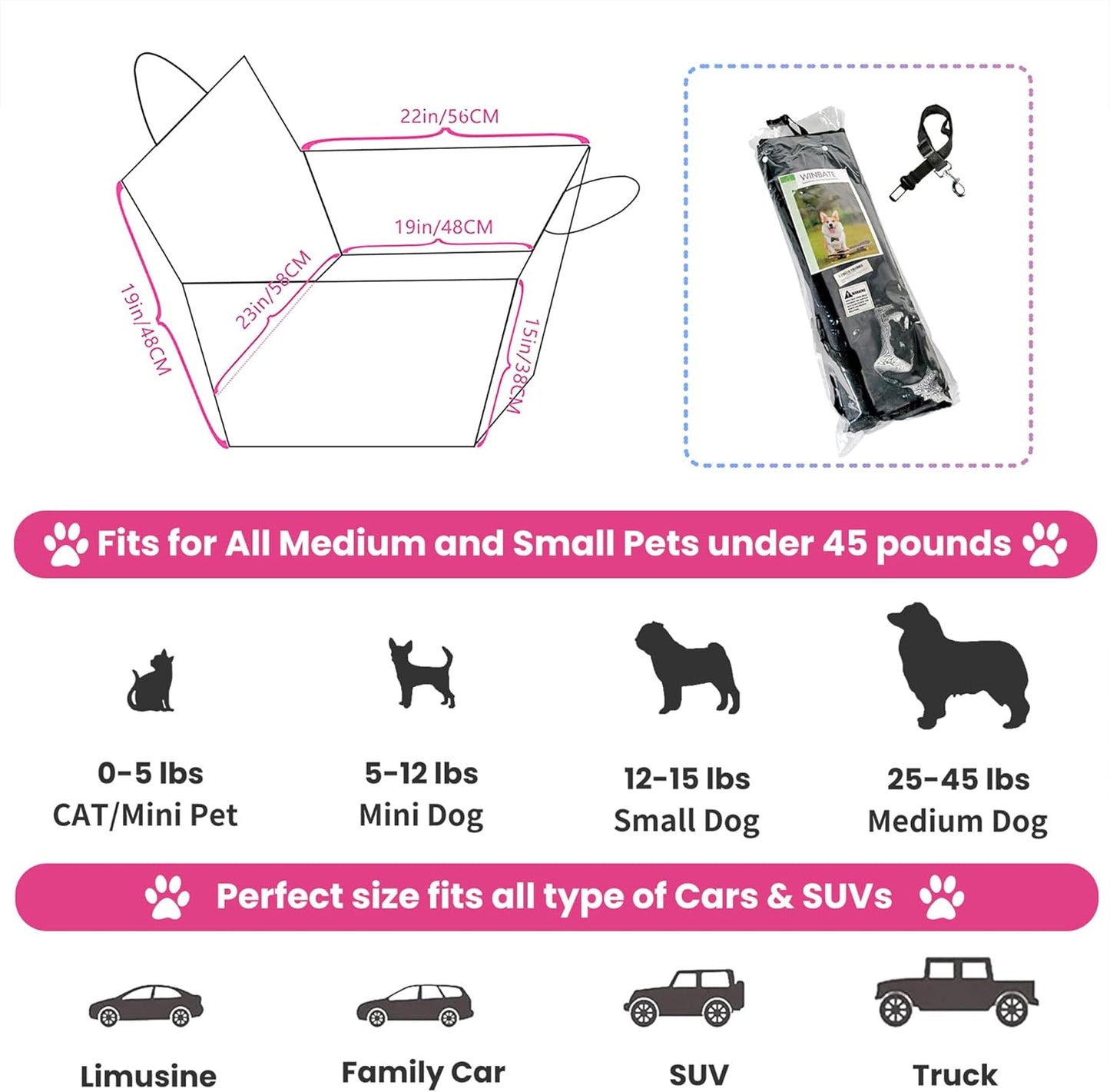 Medium Dog Car Seat - Scratchproof Waterproof Booster Seat