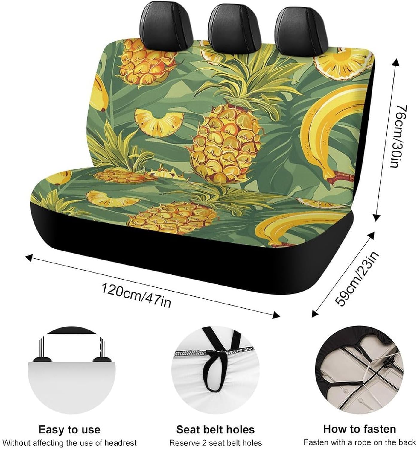 Pineapple and Banana Dog Car Seat Covers Waterproof Truck