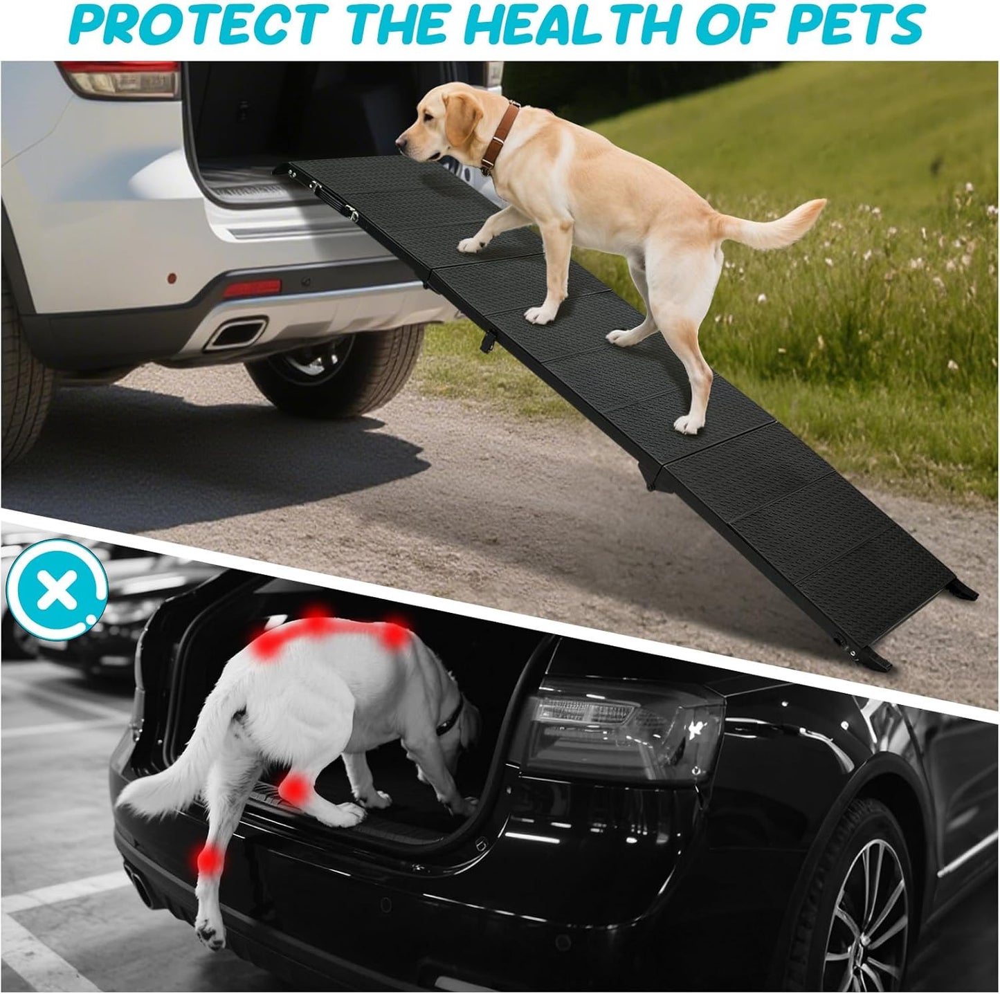 71" Long Dog Ramp for Car, Folding Pet Ramps for Large Dogs