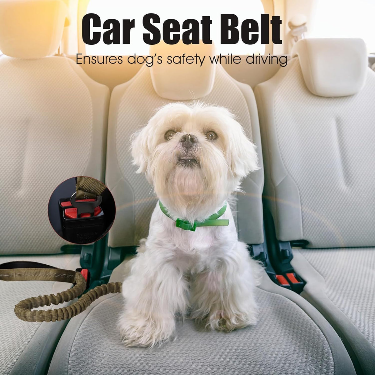 6Ft Dog Leash, Bungee Dog Leash with 2 Handles, Heavy Duty