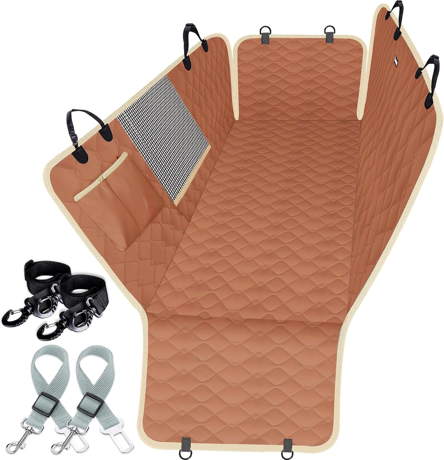 Dog Car Seat Covers for Back Seat with 2 Seat Belts