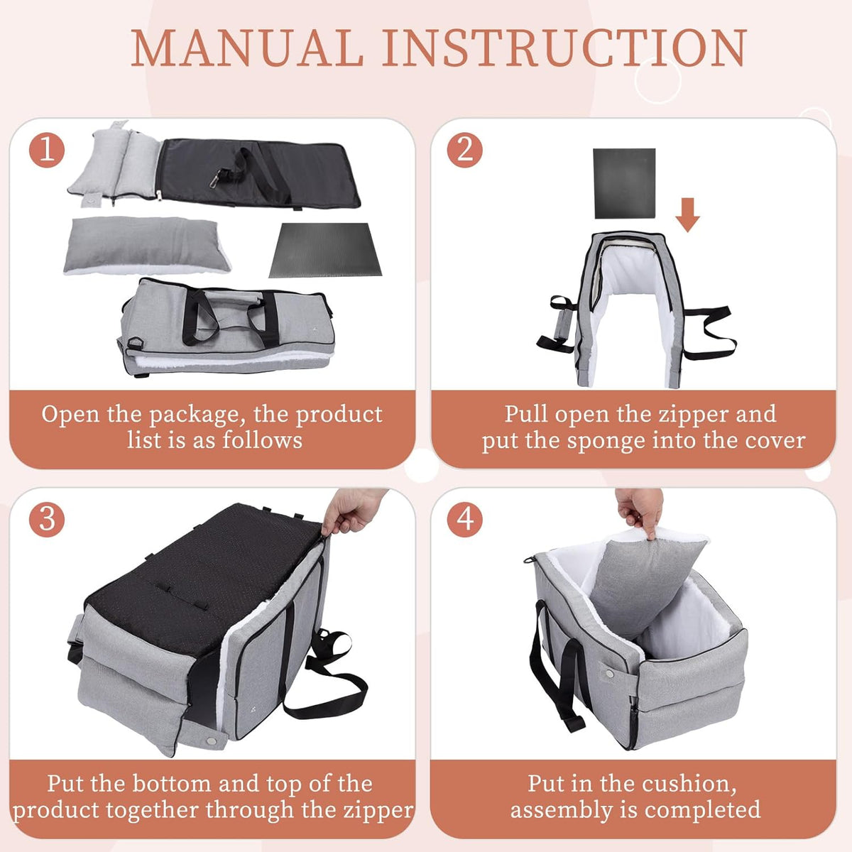 Center Console Dog Car Seat for Small Dogs Up to