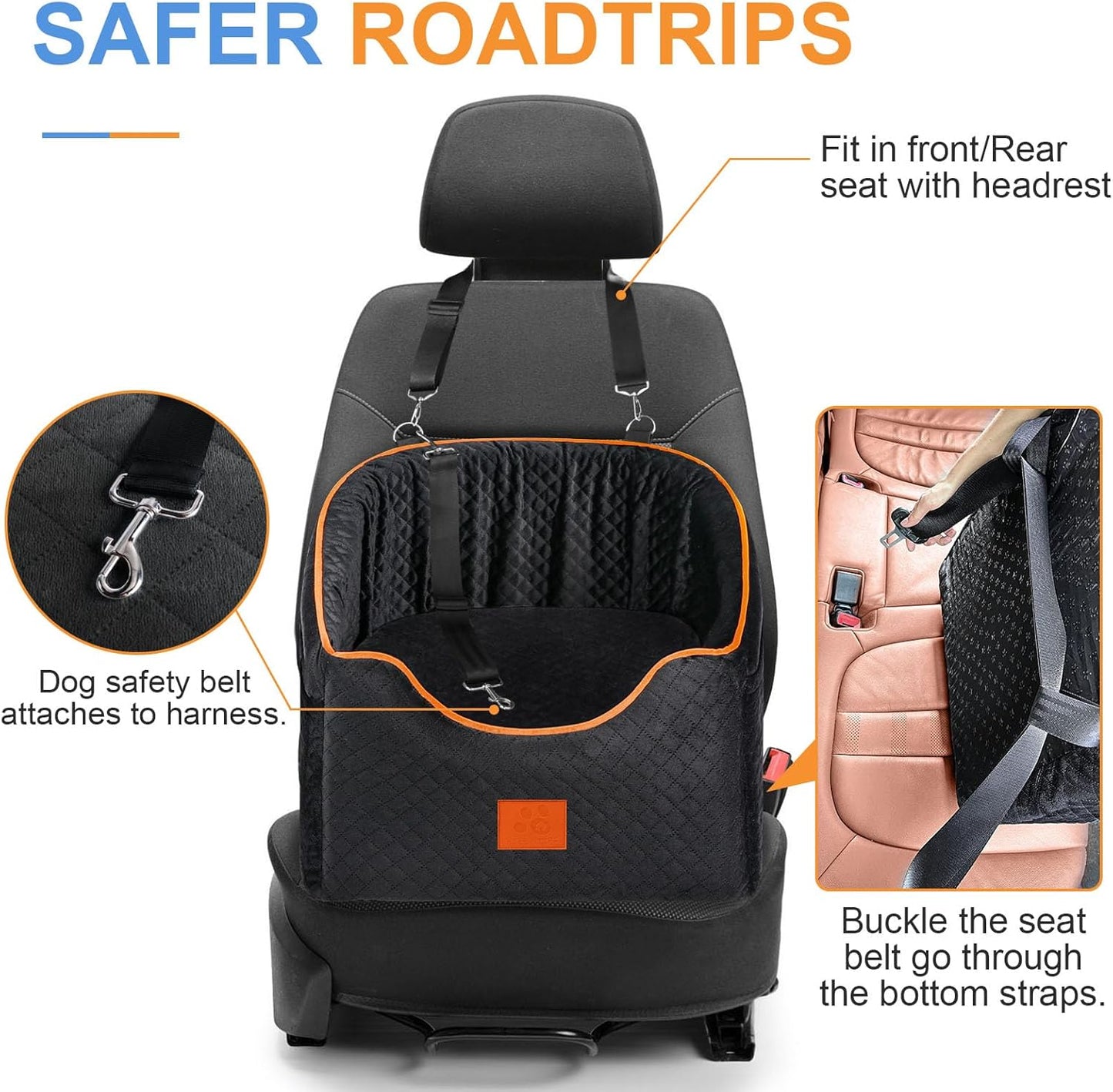 Dog Car Seat for Small Dogs, Memory Foam Booster Dog Seat
