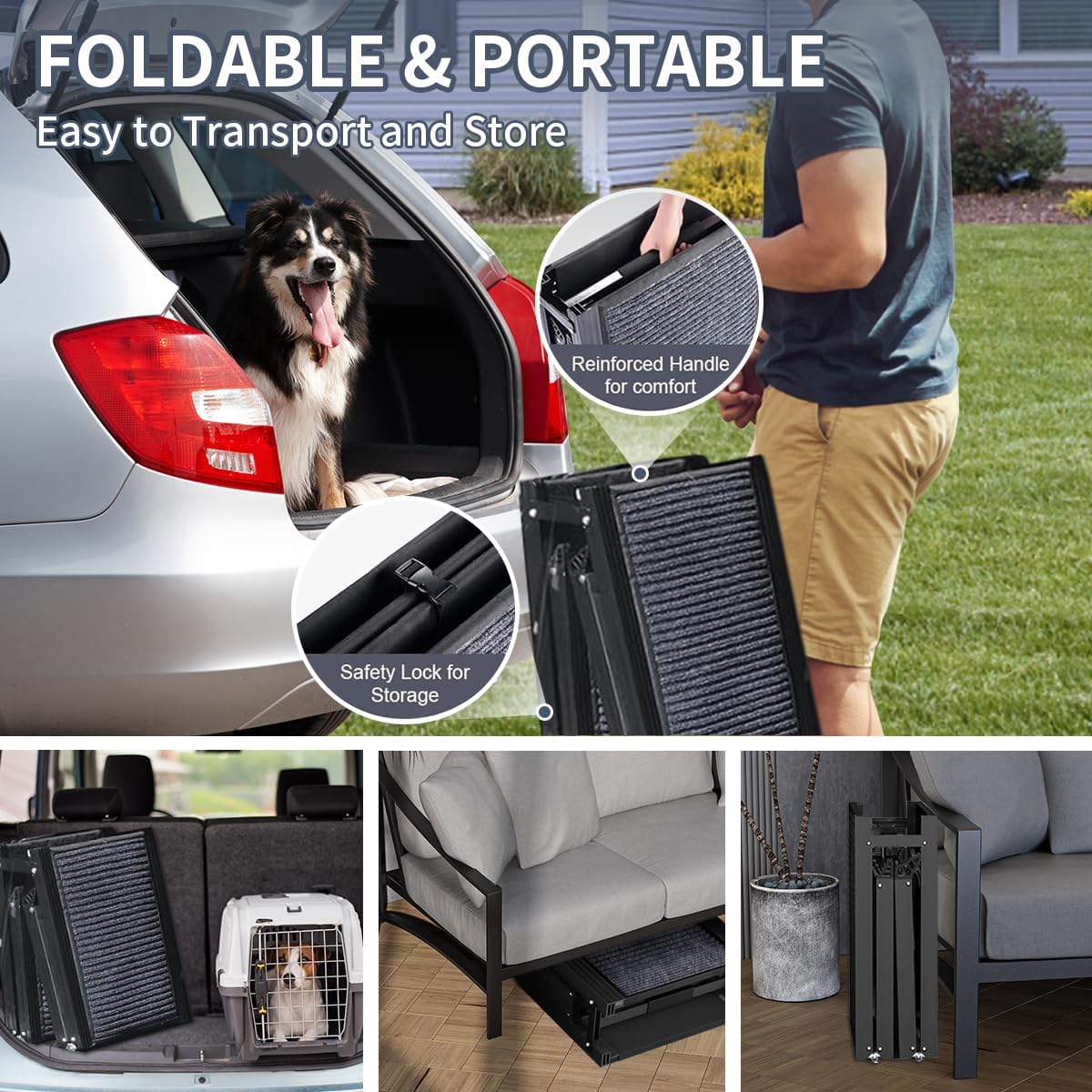 Extra Wide Dog Ramp for SUV, Truck & High Beds – Foldable