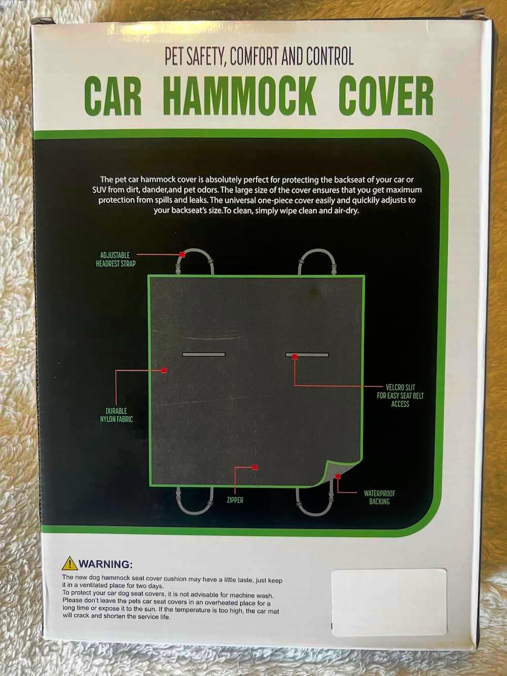 Pet Car Hammock Cover with Adjustable Straps, Backseat
