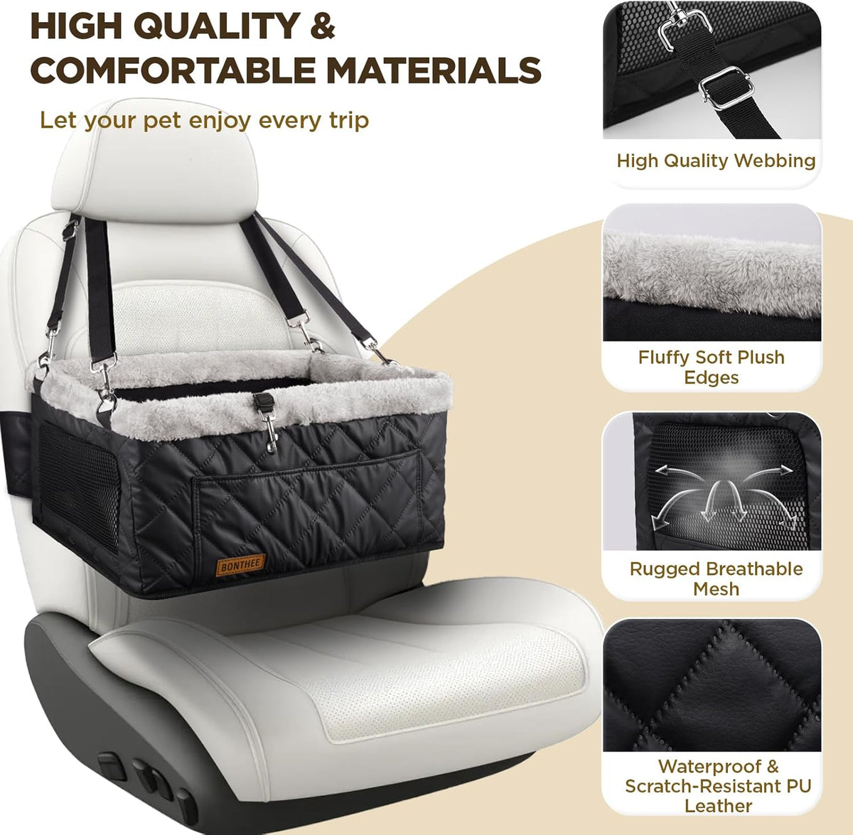 Upgrade Dog Booster Seat for Small Dogs,Small Dog Car Seat