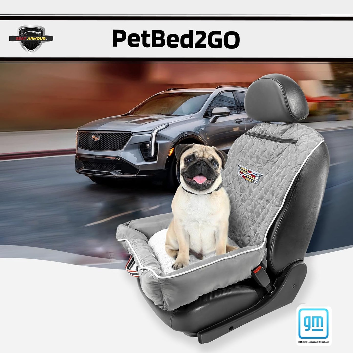PetBed2GO, Cadillac, Grey Pet Bed Cushion & Car Seat Cover