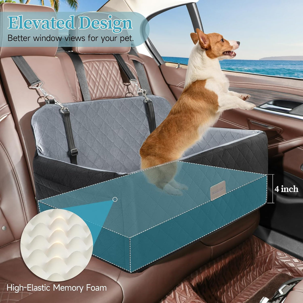 Dog Car Seat for Medium/Large Dogs, Pet Booster Seat for