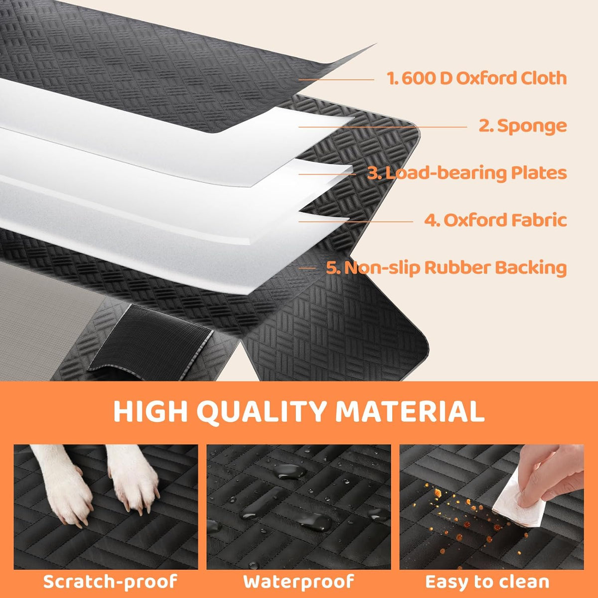 PROZAR Dog Car Seat Cover for Back Seat, Hard Bottom Back Seat Extender for Dog, Back Seat Pet Cover for Dogs - Supports 400lbs, Waterproof Heavy Duty Scratch Dog Hammock for Car SUV and Small Truck