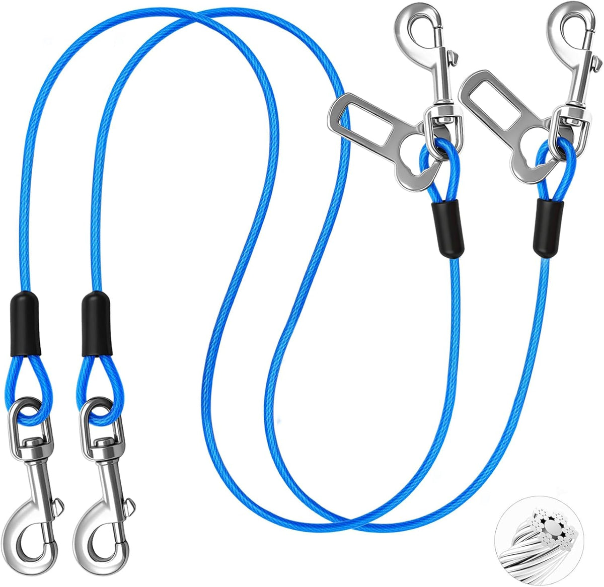 Dog Car Safety Harness,24 Inch/60 cm Double Clips Seatbelt