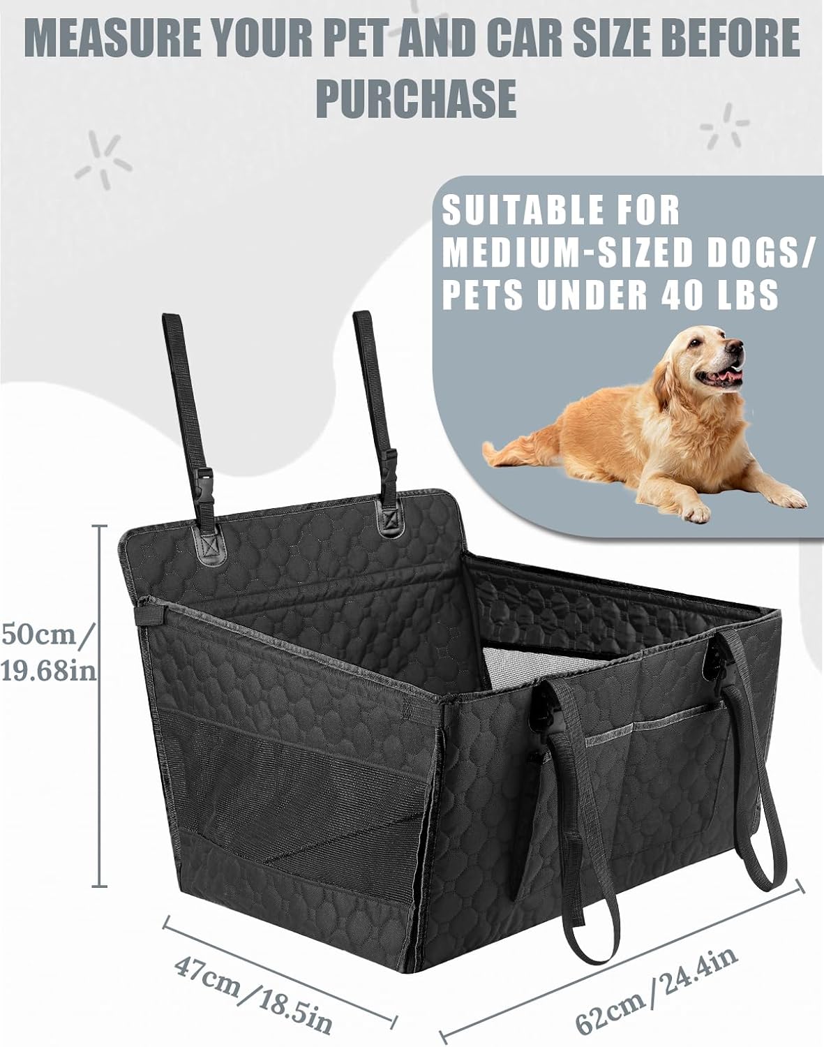 Dog Car Seat for Large Dogs,Waterproof Fabric with