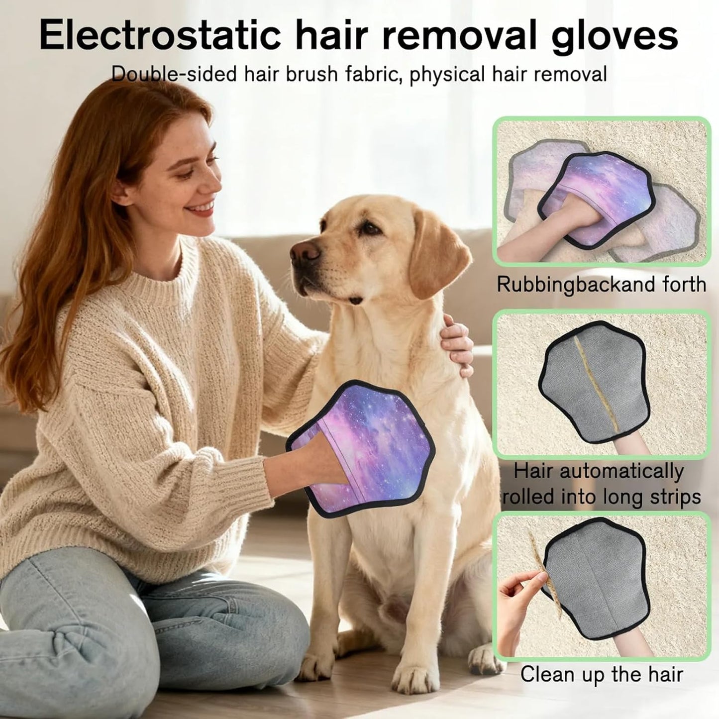 Pet Hair Removal Glove for Dogs Cats Reusable Washable Set