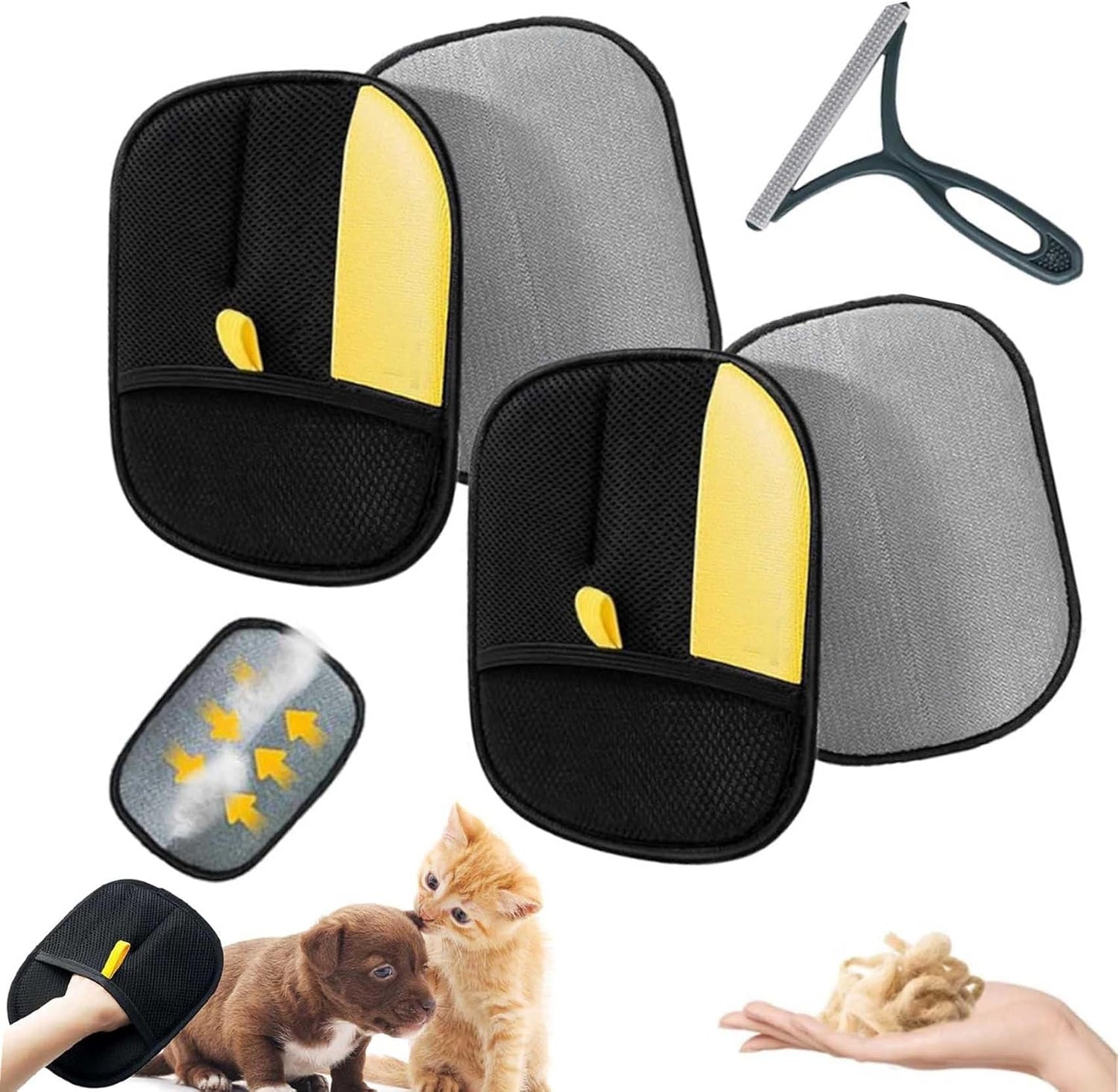 Pet Hair Removal Glove for Cats & Dogs, Double-Sided