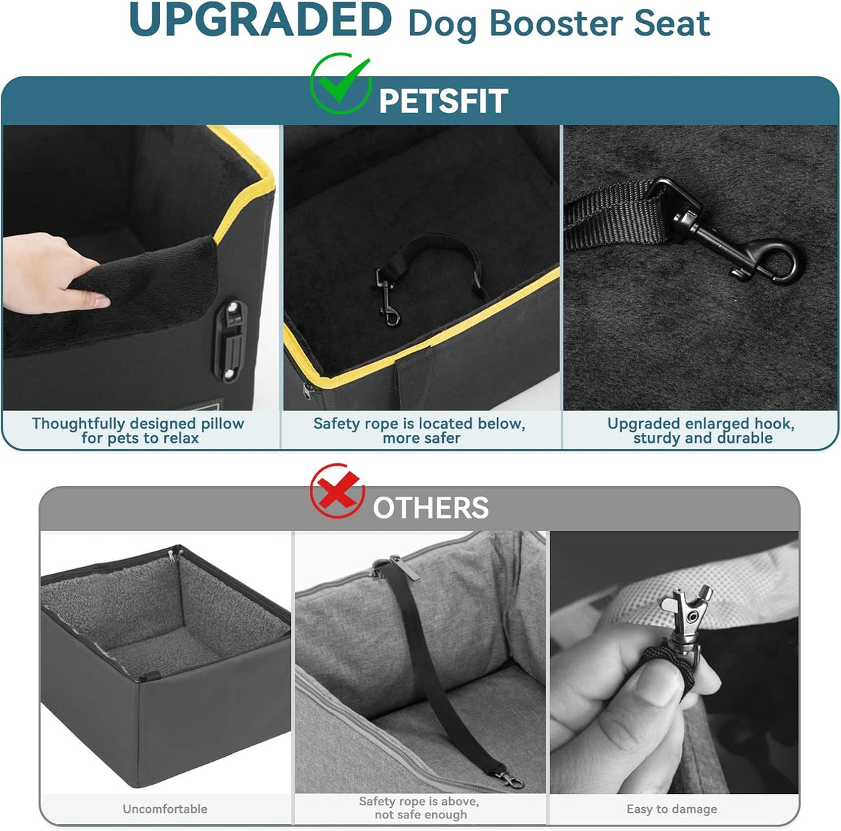 Small Dog Car Seat – Patented Safety Buckles – Safety