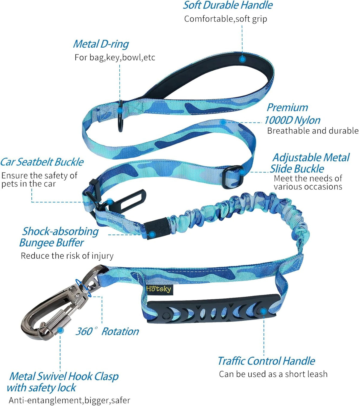 Tactical Dog Leash Heavy Duty for Medium Large Dogs That