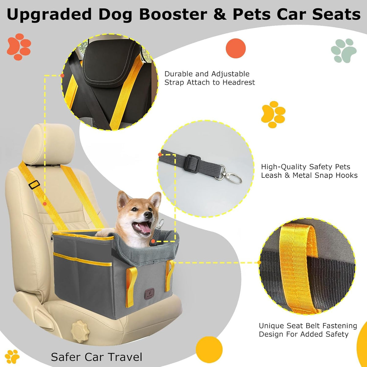 Dog Car Seat for Small Dogs, Fuzzy Dog Car Seat Up to 25lbs