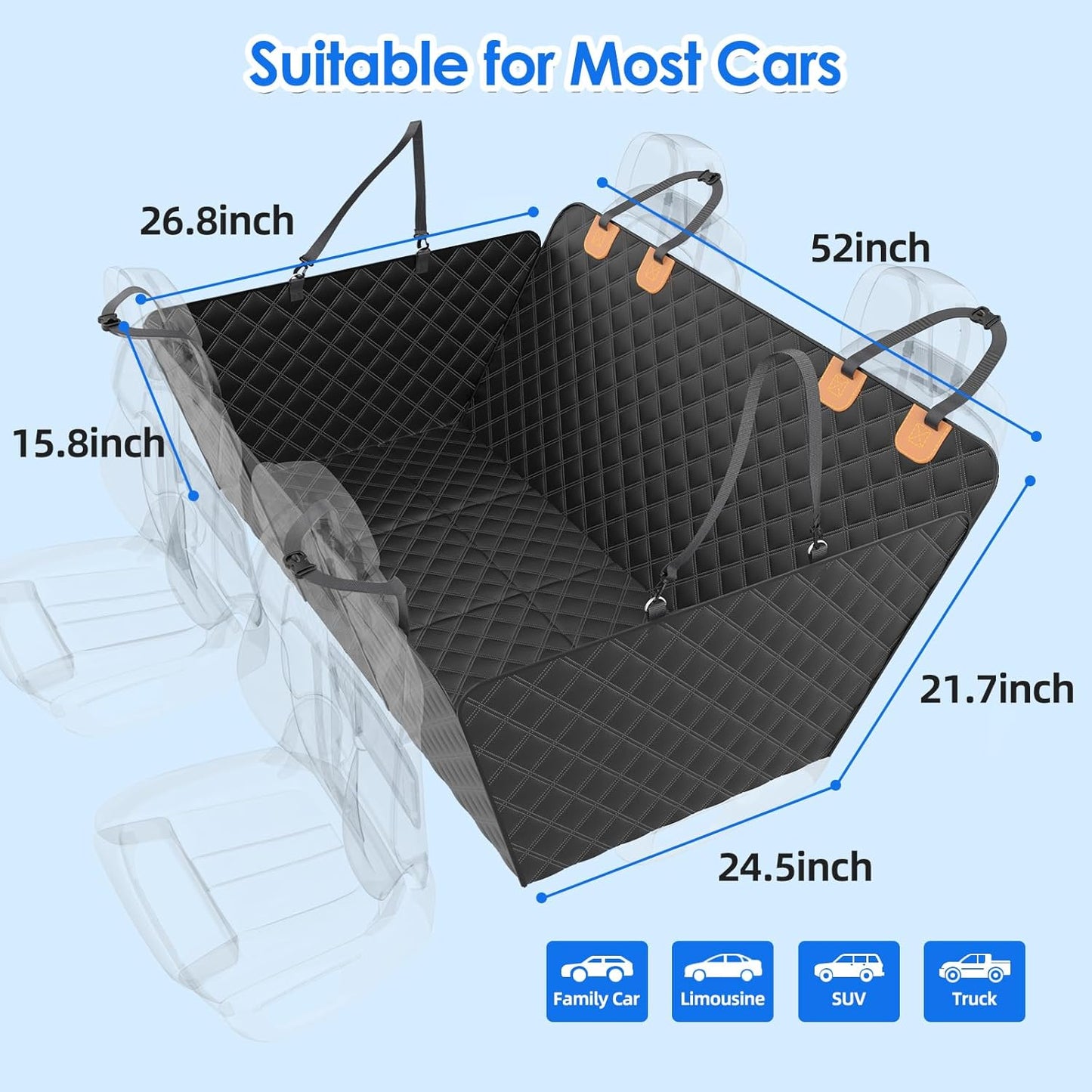 Back Seat Extender for Dogs with Hard Bottom/Large Space