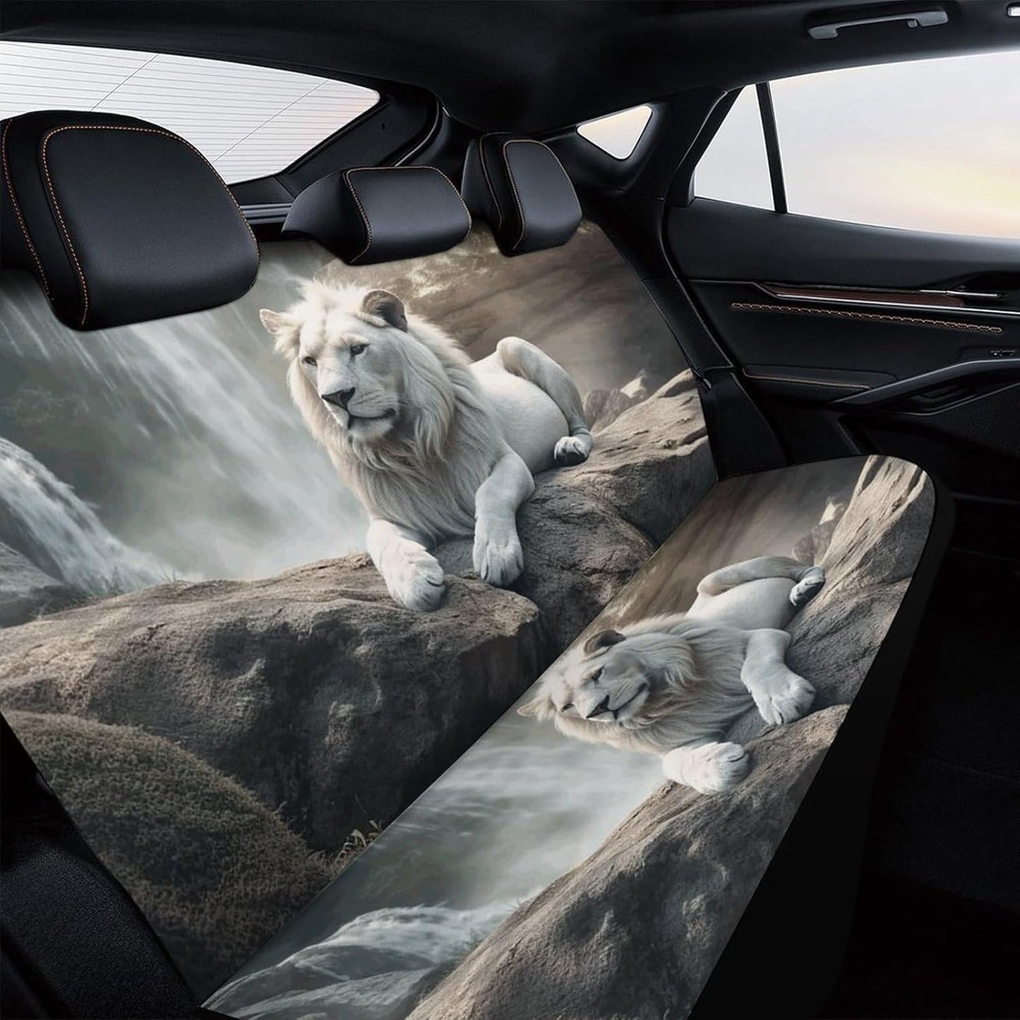 Lion on Rock Dog Car Seat Covers Waterproof Truck Back Seat