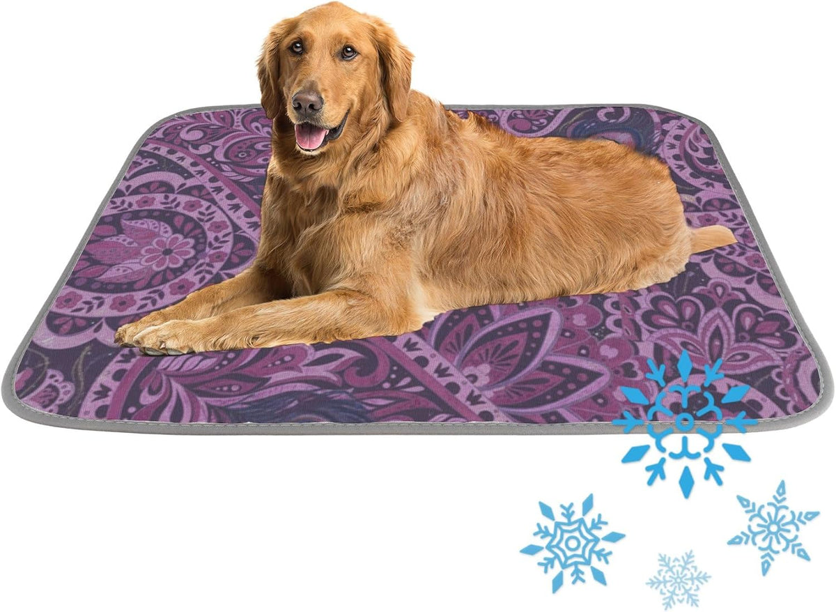 Cooling Mats for Cats Ice Silk Dog Mat Bed Paisley Pattern