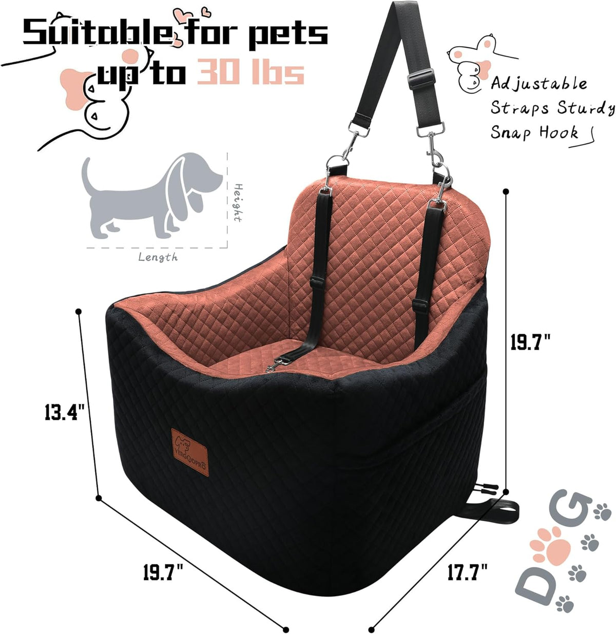 Dog Car Seat for Small/Medium Dogs,Pet Booster Seat with