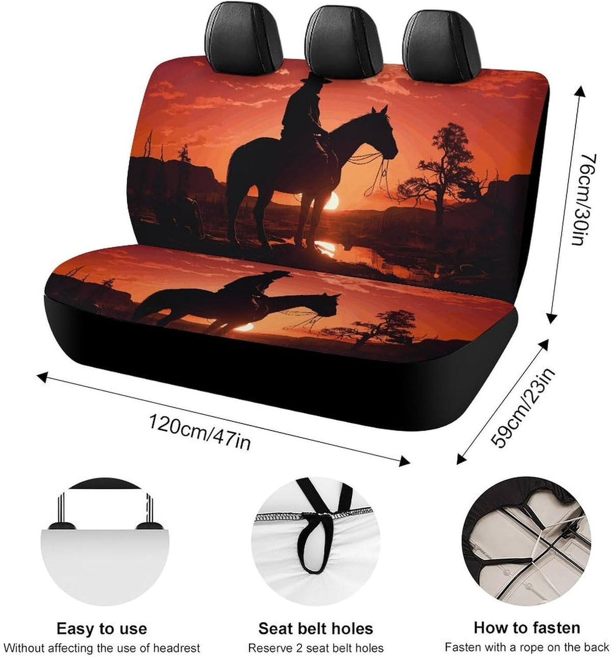 Cowboy West Dog Car Seat Covers Waterproof Truck Back Seat